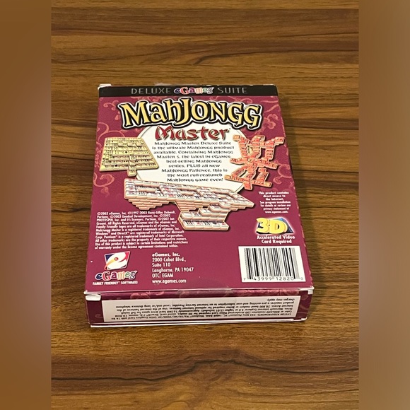VINTAGE eGames MahJongg Master Deluxe Suite PC 2000 2 CD Set Disc Big Box - Picture 4 of 5